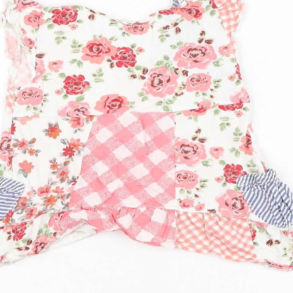 NEXT Girls Pink Floral Cotton Basic Tank Size 6-9 Months Round Neck Pullover