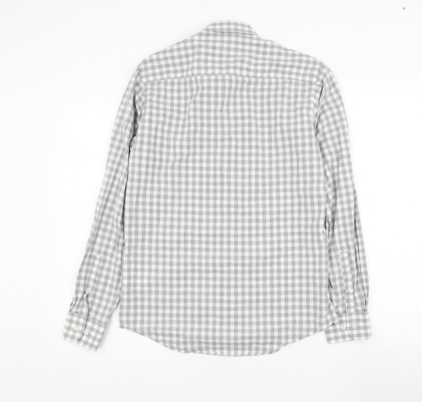 Henri Lloyd Mens Grey Check Cotton  Dress Shirt Size S Collared Button