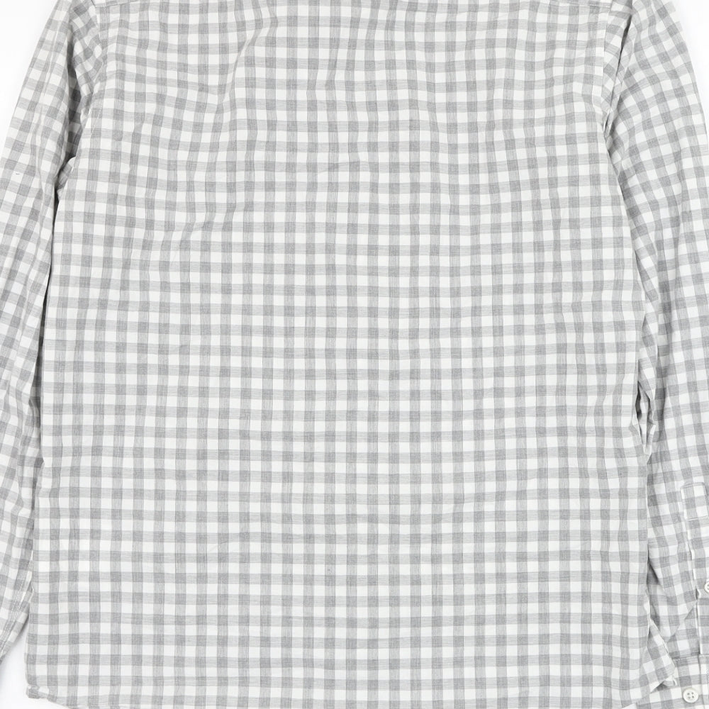 Henri Lloyd Mens Grey Check Cotton  Dress Shirt Size S Collared Button