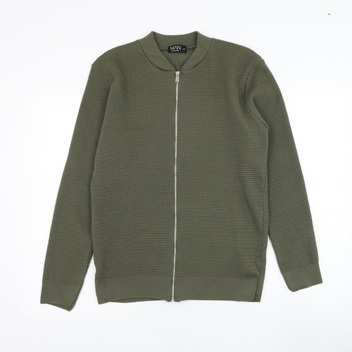 BoohooMAN Mens Green  Polyester Full Zip Sweatshirt Size S