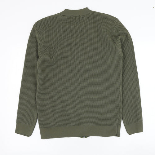 BoohooMAN Mens Green  Polyester Full Zip Sweatshirt Size S