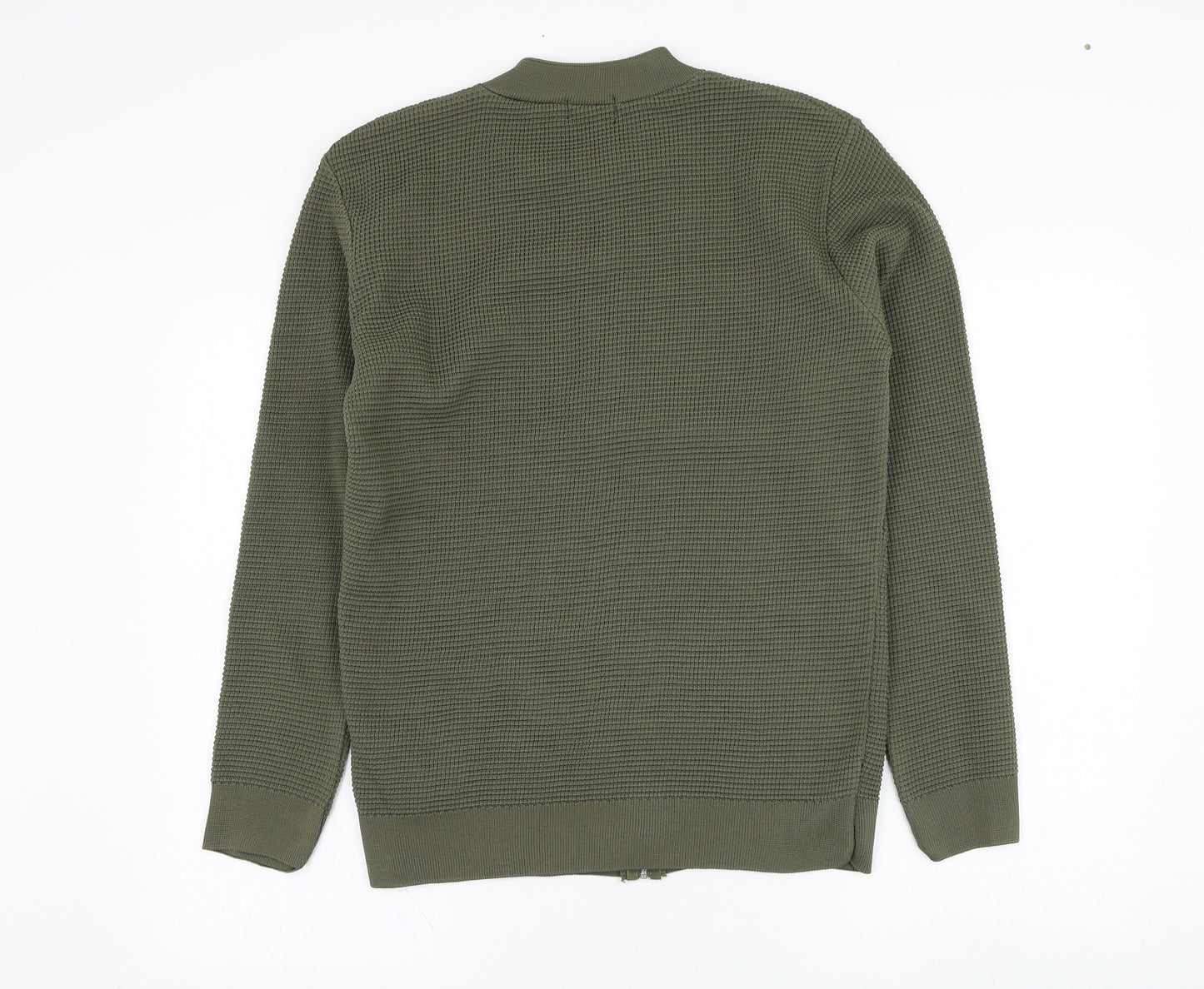 BoohooMAN Mens Green  Polyester Full Zip Sweatshirt Size S