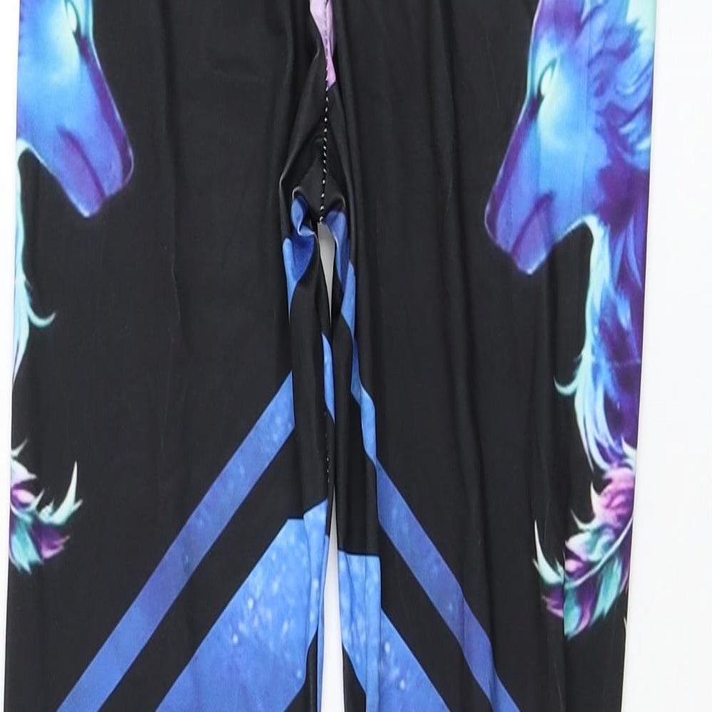 Preworn Womens Black  Polyester Capri Leggings Size M L26 in
