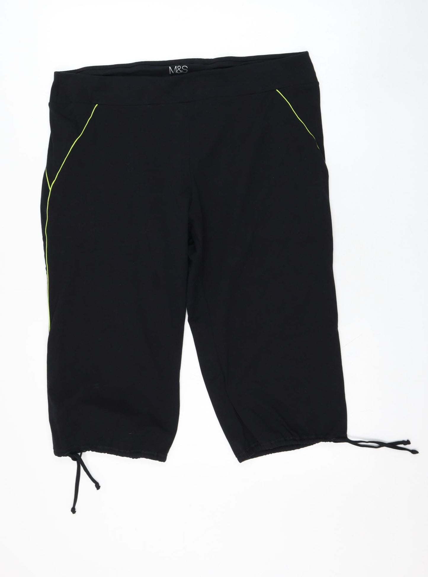 Marks and Spencer Womens Black  Cotton Jogger Leggings Size 20 L17 in Regular Pullover