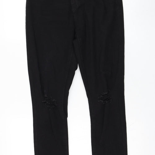 Boohoo Womens Black  Cotton Skinny Jeans Size 10 L29 in Regular Zip