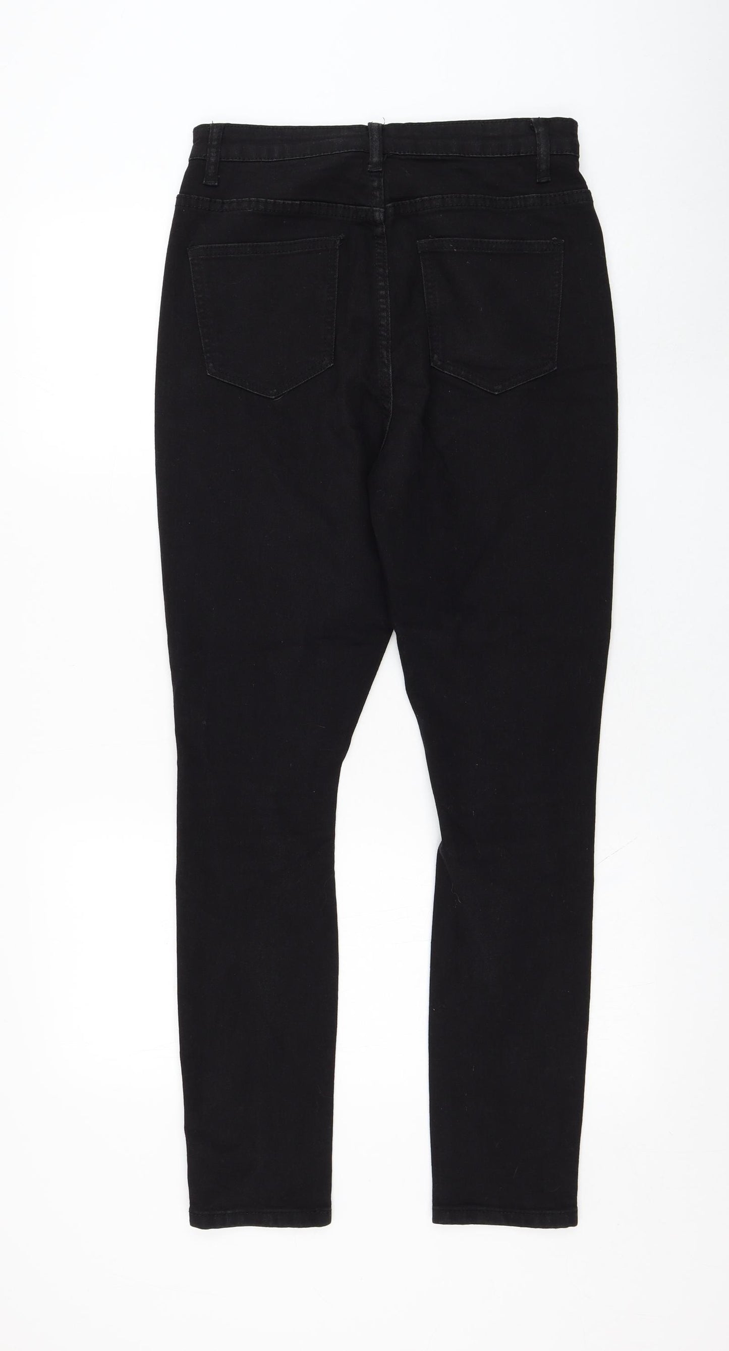 Boohoo Womens Black  Cotton Skinny Jeans Size 10 L29 in Regular Zip