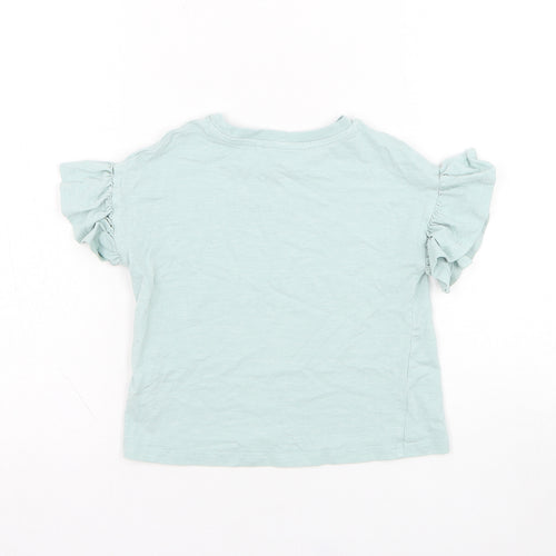 NEXT Girls Green  Cotton Basic T-Shirt Size 3 Years Round Neck Pullover