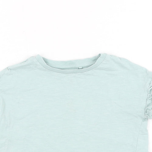 NEXT Girls Green  Cotton Basic T-Shirt Size 3 Years Round Neck Pullover