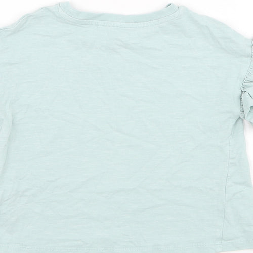 NEXT Girls Green  Cotton Basic T-Shirt Size 3 Years Round Neck Pullover