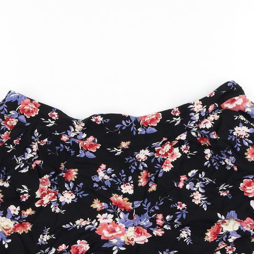 Peacocks Womens Black Floral Viscose Hot Pants Shorts Size 14 L3 in Regular Pull On