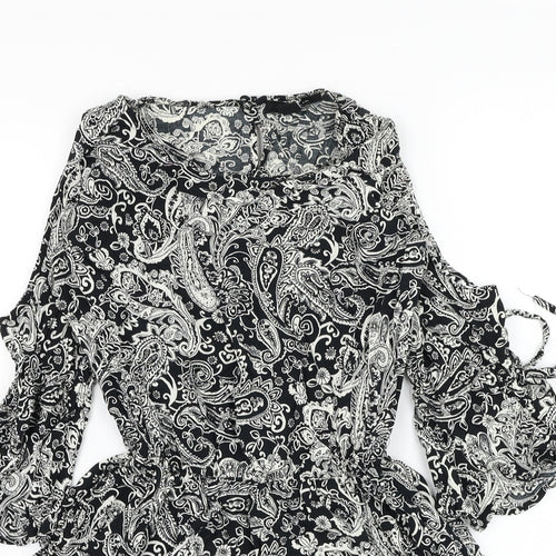 Atmosphere Womens Black Paisley Viscose Playsuit One-Piece Size 8 L3 in Button