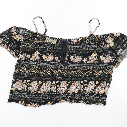 New Look Womens  Floral Viscose Cropped Blouse Size 10 Square Neck