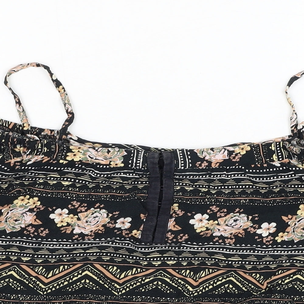 New Look Womens  Floral Viscose Cropped Blouse Size 10 Square Neck