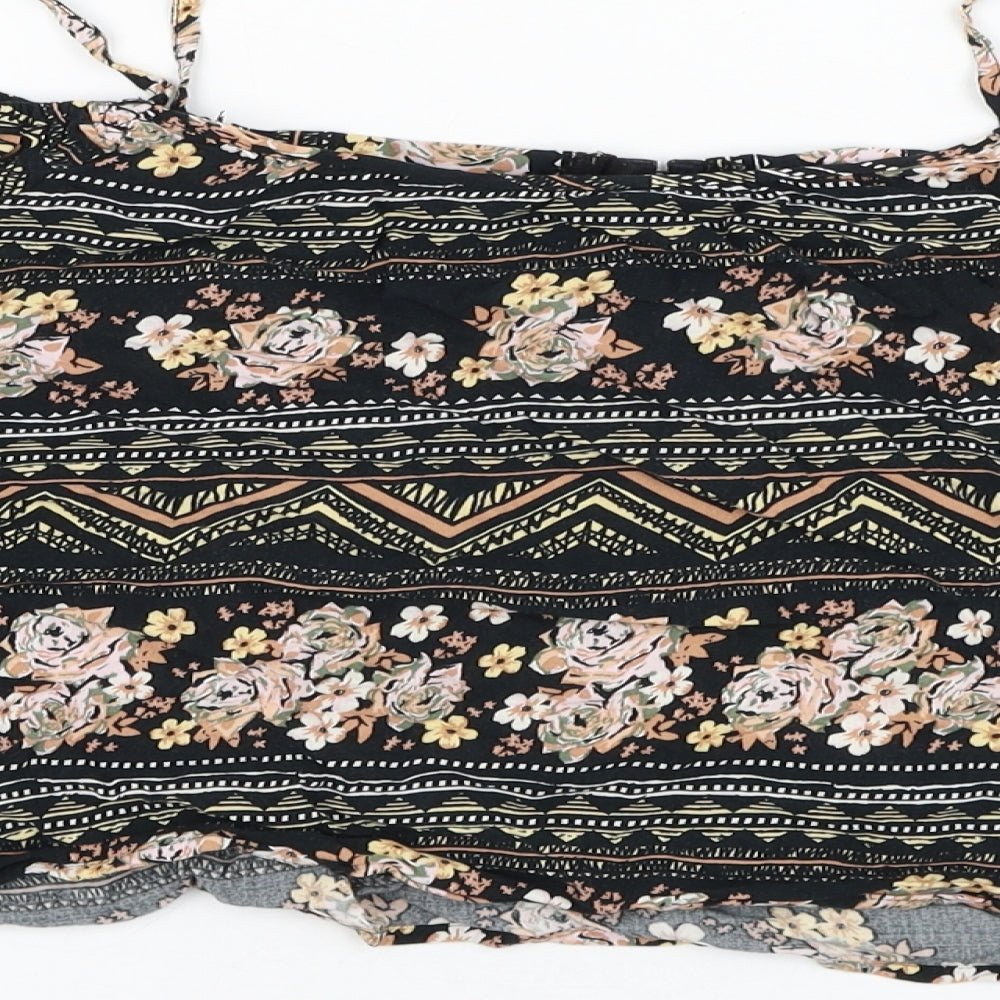 New Look Womens  Floral Viscose Cropped Blouse Size 10 Square Neck
