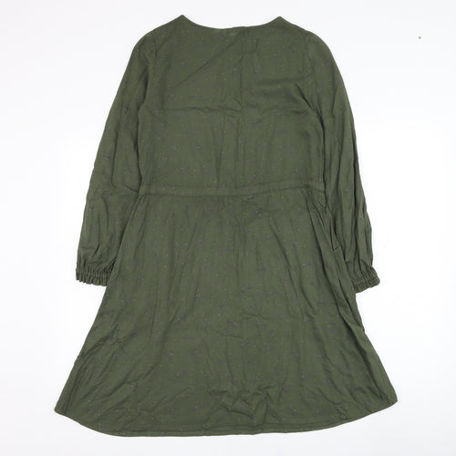 Fat Face Womens Green  Viscose A-Line  Size 8  Round Neck Button