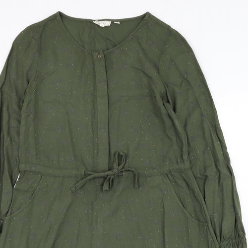 Fat Face Womens Green  Viscose A-Line  Size 8  Round Neck Button