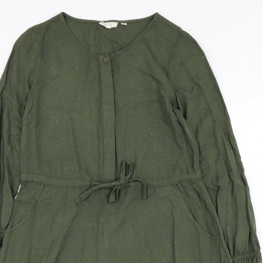 Fat Face Womens Green  Viscose A-Line  Size 8  Round Neck Button