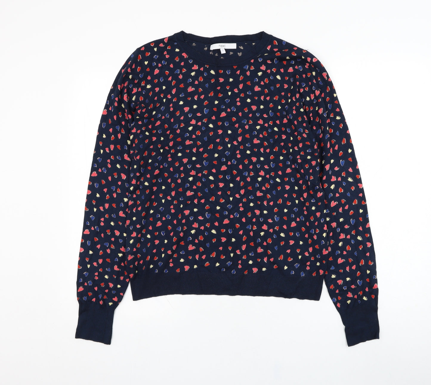 NEXT Womens Blue Round Neck  Viscose Pullover Jumper Size S   - Heart