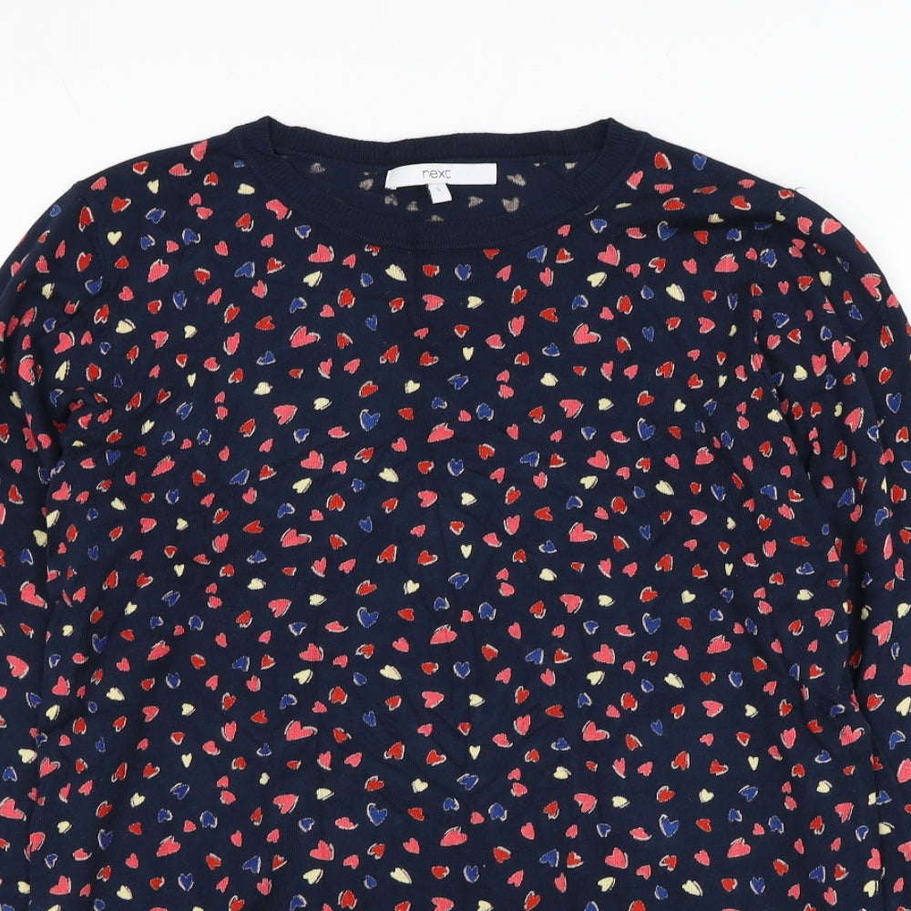 NEXT Womens Blue Round Neck  Viscose Pullover Jumper Size S   - Heart