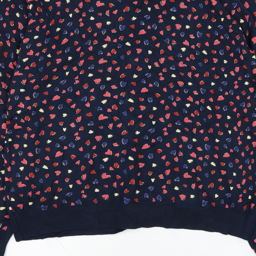 NEXT Womens Blue Round Neck  Viscose Pullover Jumper Size S   - Heart