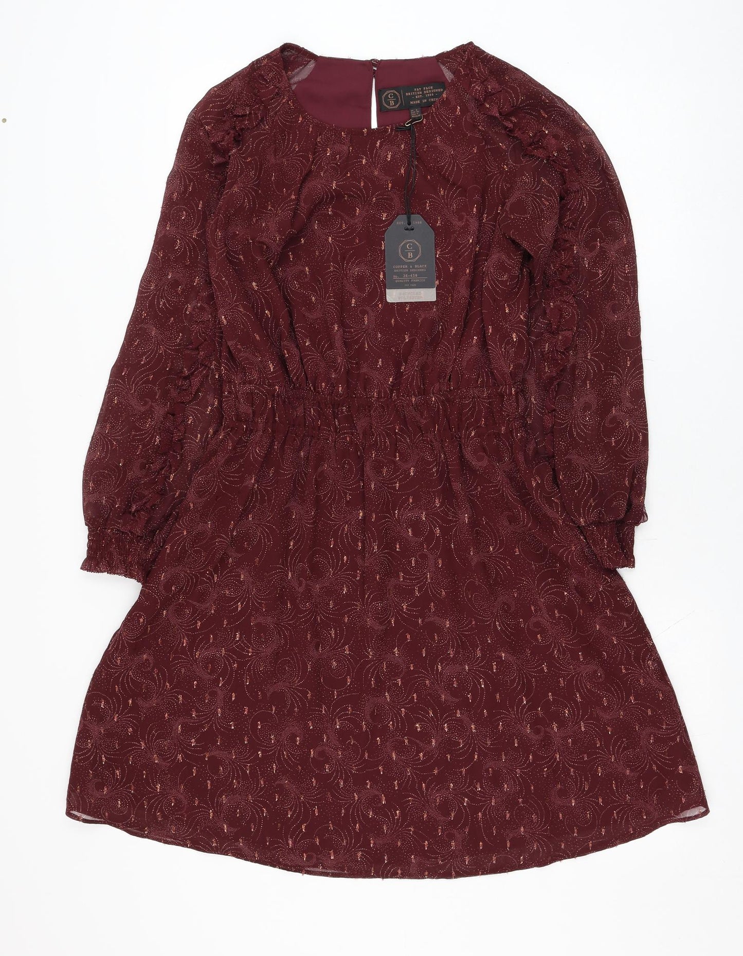 Fat Face Womens Purple  Polyester Skater Dress  Size 8  Round Neck Pullover