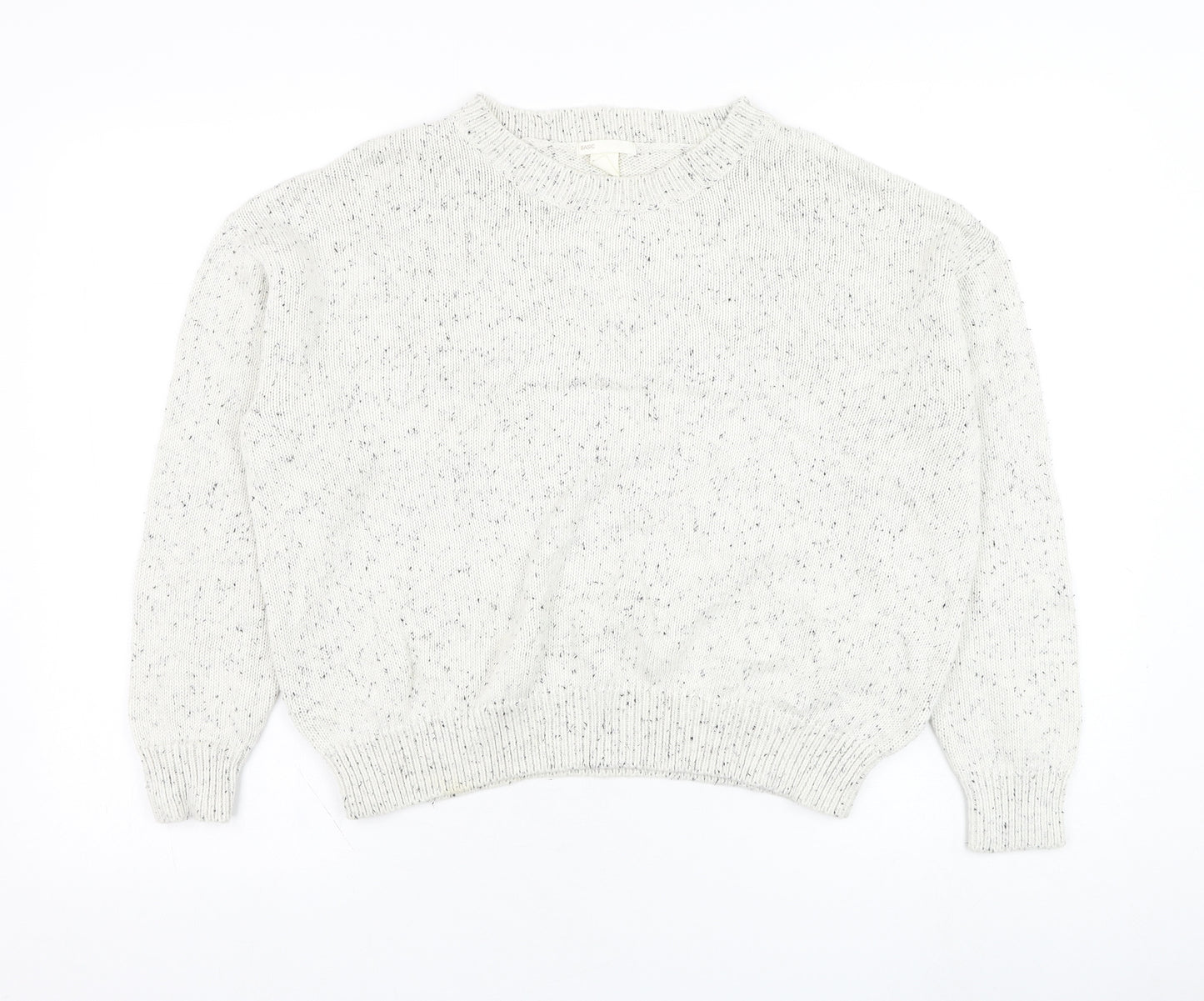 H&M Womens Ivory Round Neck  Cotton Pullover Jumper Size M