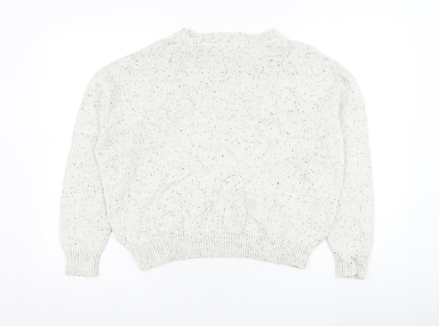 H&M Womens Ivory Round Neck  Cotton Pullover Jumper Size M