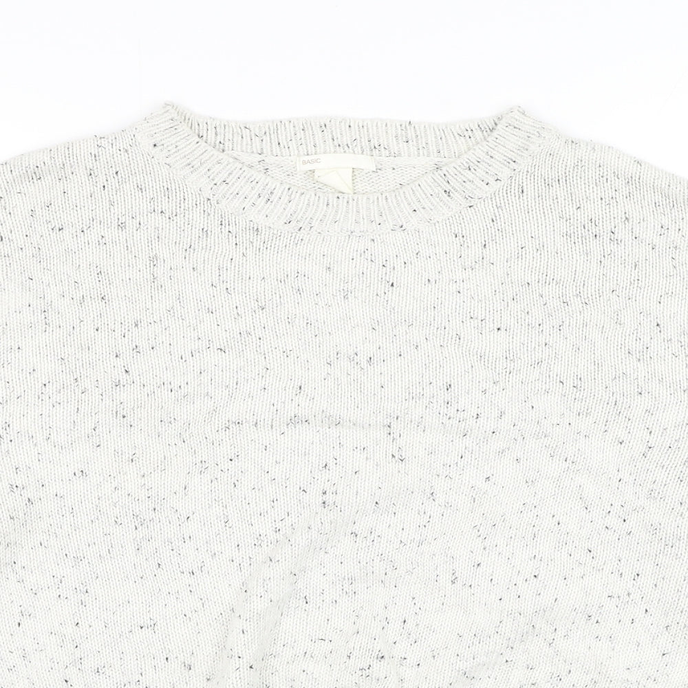 H&M Womens Ivory Round Neck  Cotton Pullover Jumper Size M