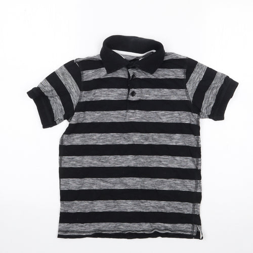 Dunes Boys Black Striped Cotton Pullover Polo Size 10-11 Years Collared Pullover