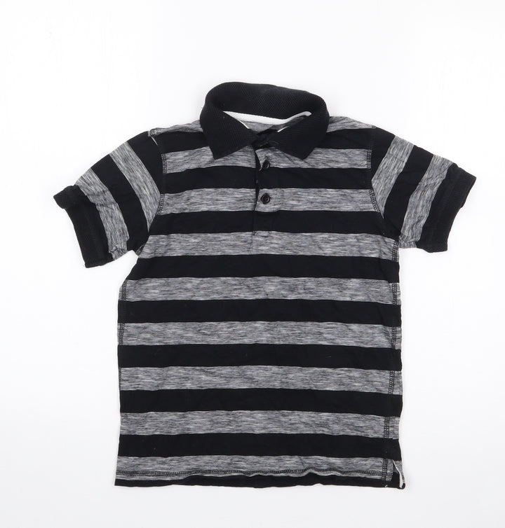 Dunes Boys Black Striped Cotton Pullover Polo Size 10-11 Years Collared Pullover