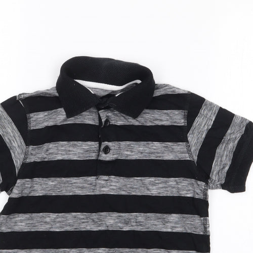 Dunes Boys Black Striped Cotton Pullover Polo Size 10-11 Years Collared Pullover