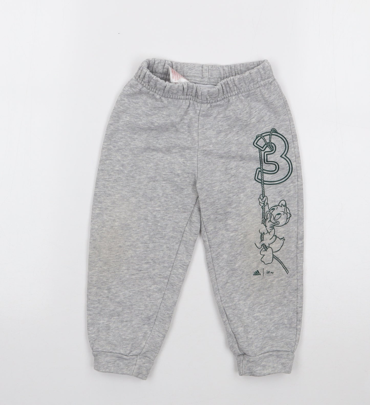 adidas Boys Grey  Cotton Jogger Trousers Size 12-18 Months   - Disney