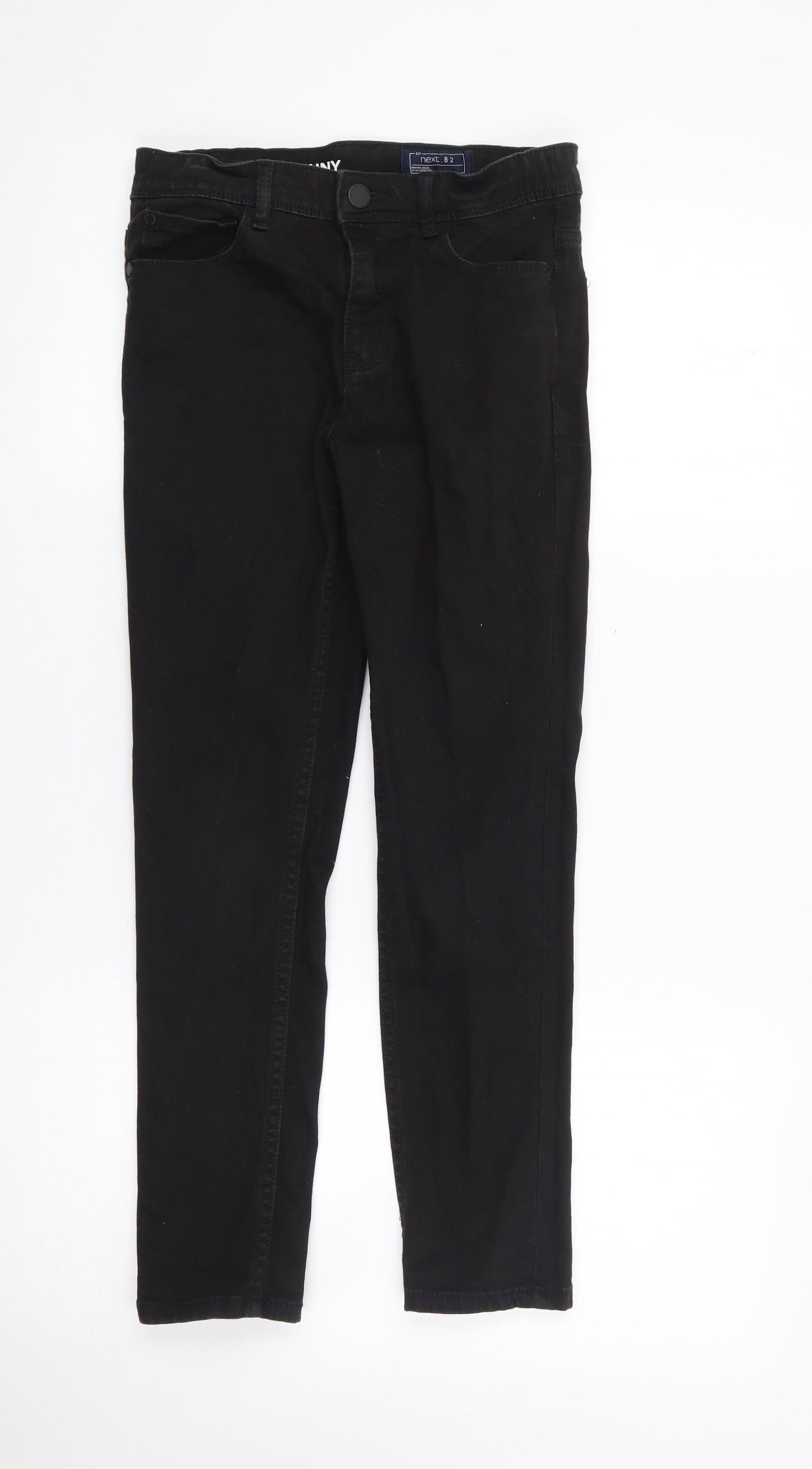 NEXT Boys Black  Cotton Skinny Jeans Size 10 Years L23 in Regular Zip
