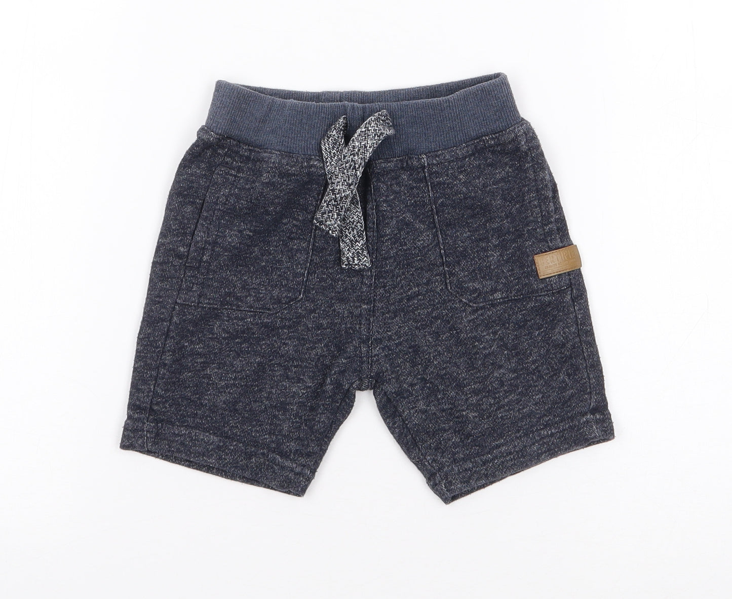 Mini Rebel Boys Blue  Cotton Cropped Trousers Size 12-18 Months  Drawstring