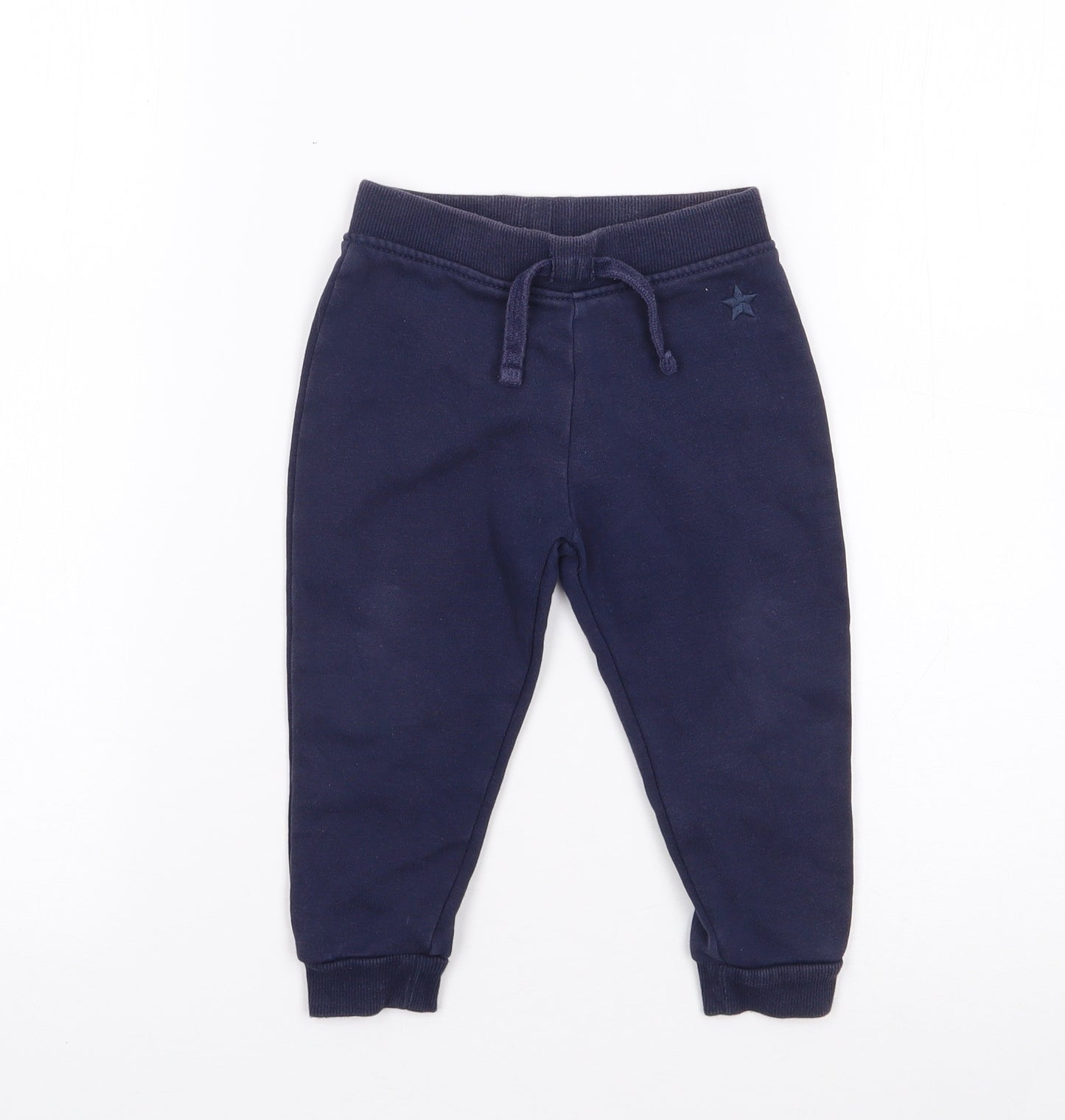 Dunnes Boys Blue  Cotton Jogger Trousers Size 12-18 Months  Drawstring