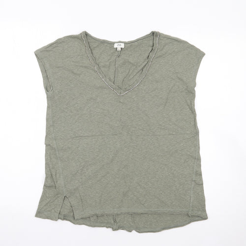 River Island Womens Green  Cotton Basic Tank Size 6 V-Neck