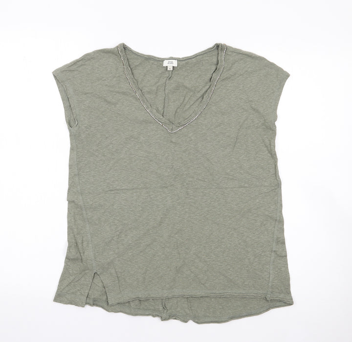 River Island Womens Green  Cotton Basic Tank Size 6 V-Neck