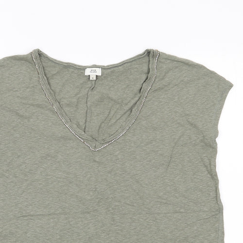 River Island Womens Green  Cotton Basic Tank Size 6 V-Neck