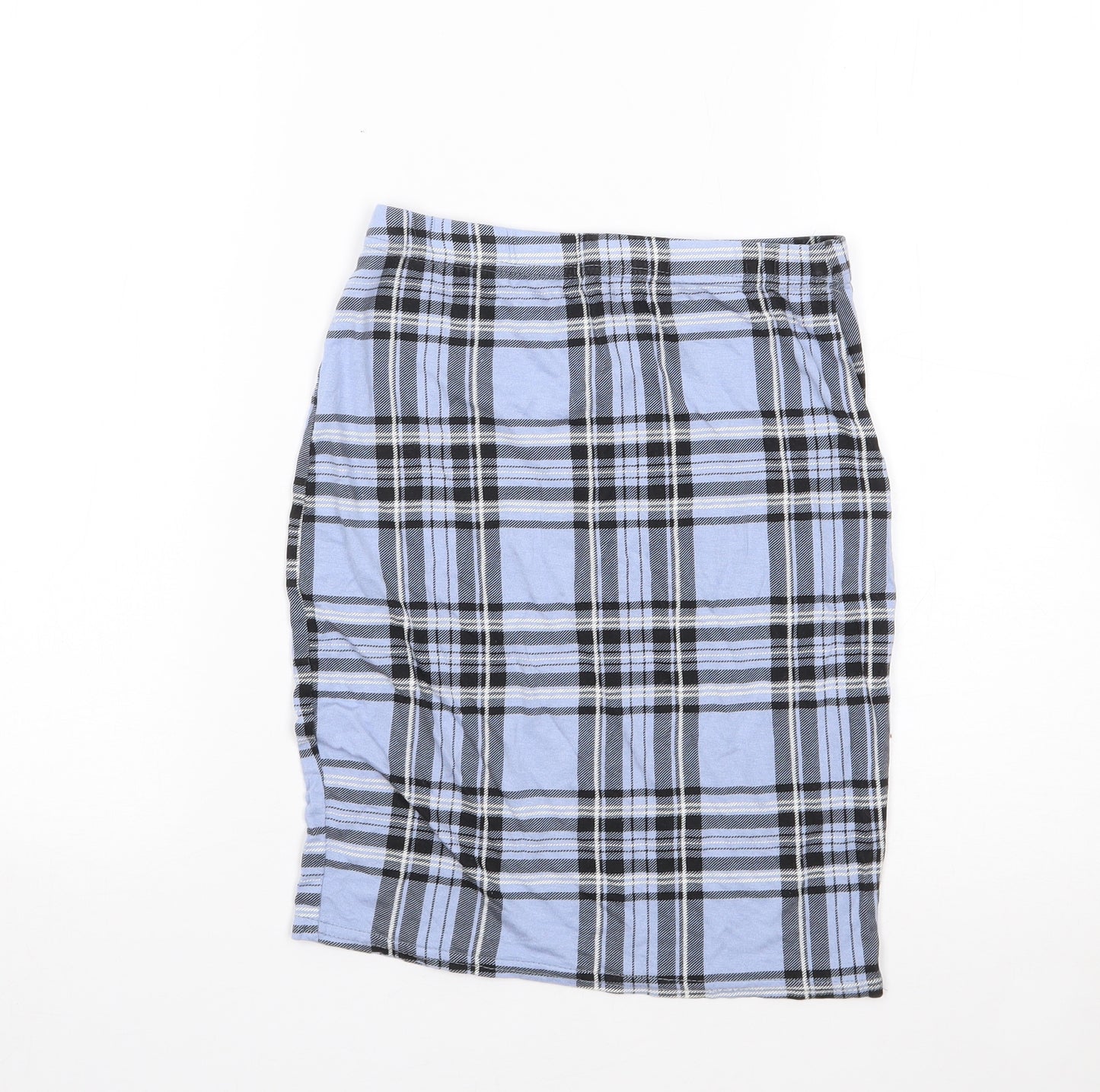 Pretty Little Thing Womens Blue Plaid Viscose Mini Skirt Size 6