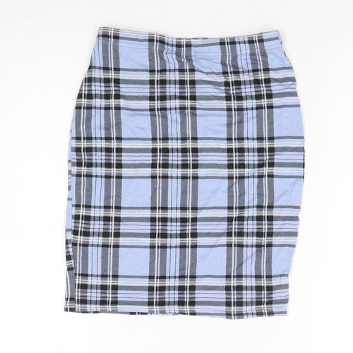 Pretty Little Thing Womens Blue Plaid Viscose Mini Skirt Size 6