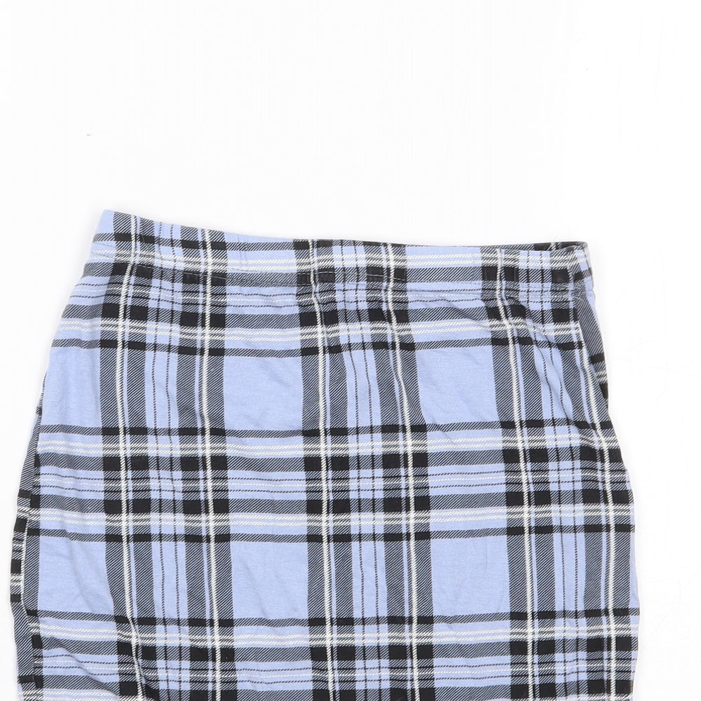 Pretty Little Thing Womens Blue Plaid Viscose Mini Skirt Size 6