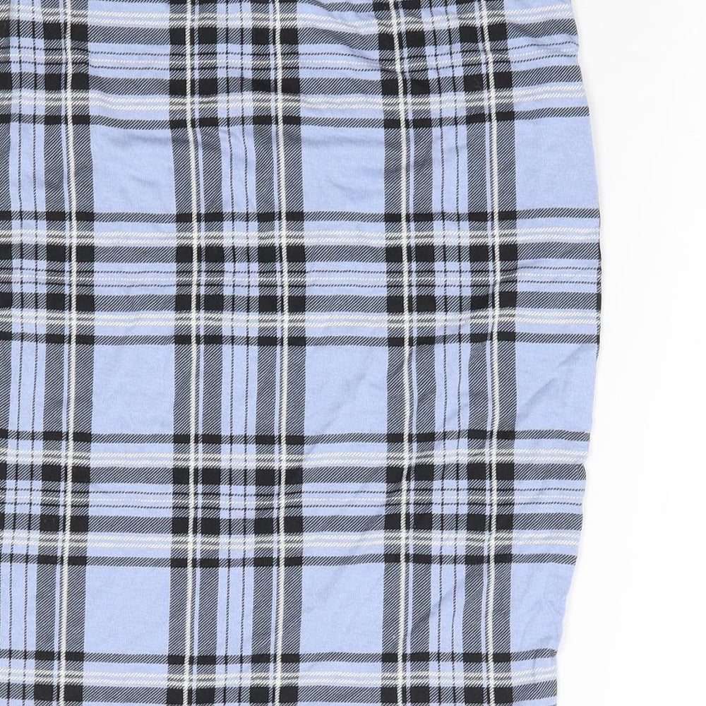 Pretty Little Thing Womens Blue Plaid Viscose Mini Skirt Size 6