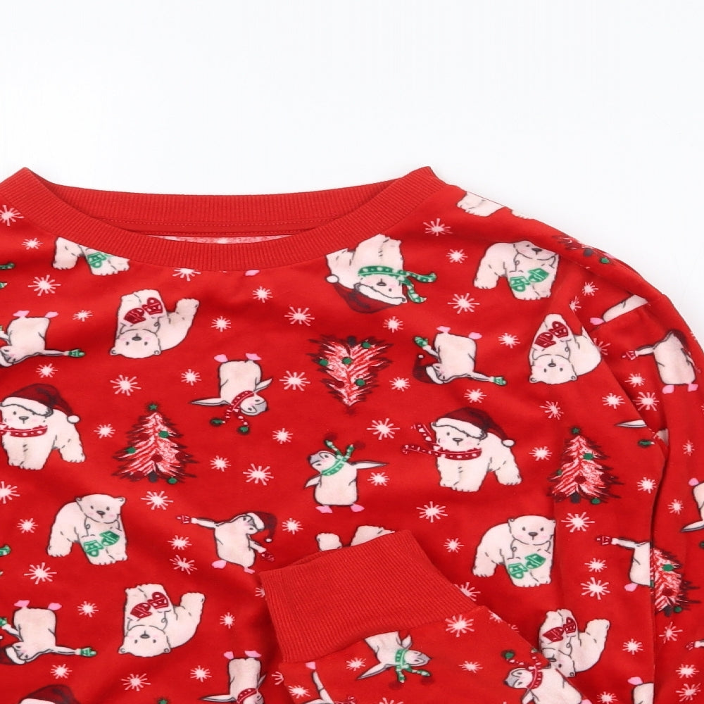 Dunnes Girls Red Geometric Polyester Top Pyjama Set Size 10-11 Years  Pullover - Christmas