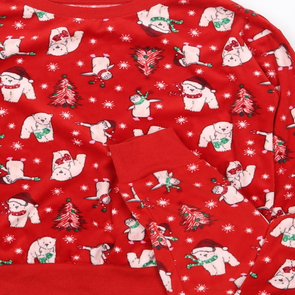 Dunnes Girls Red Geometric Polyester Top Pyjama Set Size 10-11 Years  Pullover - Christmas