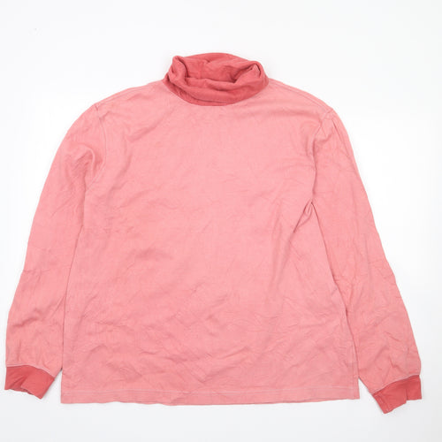 Lands' End Womens Pink  Cotton Jersey T-Shirt Size L Roll Neck