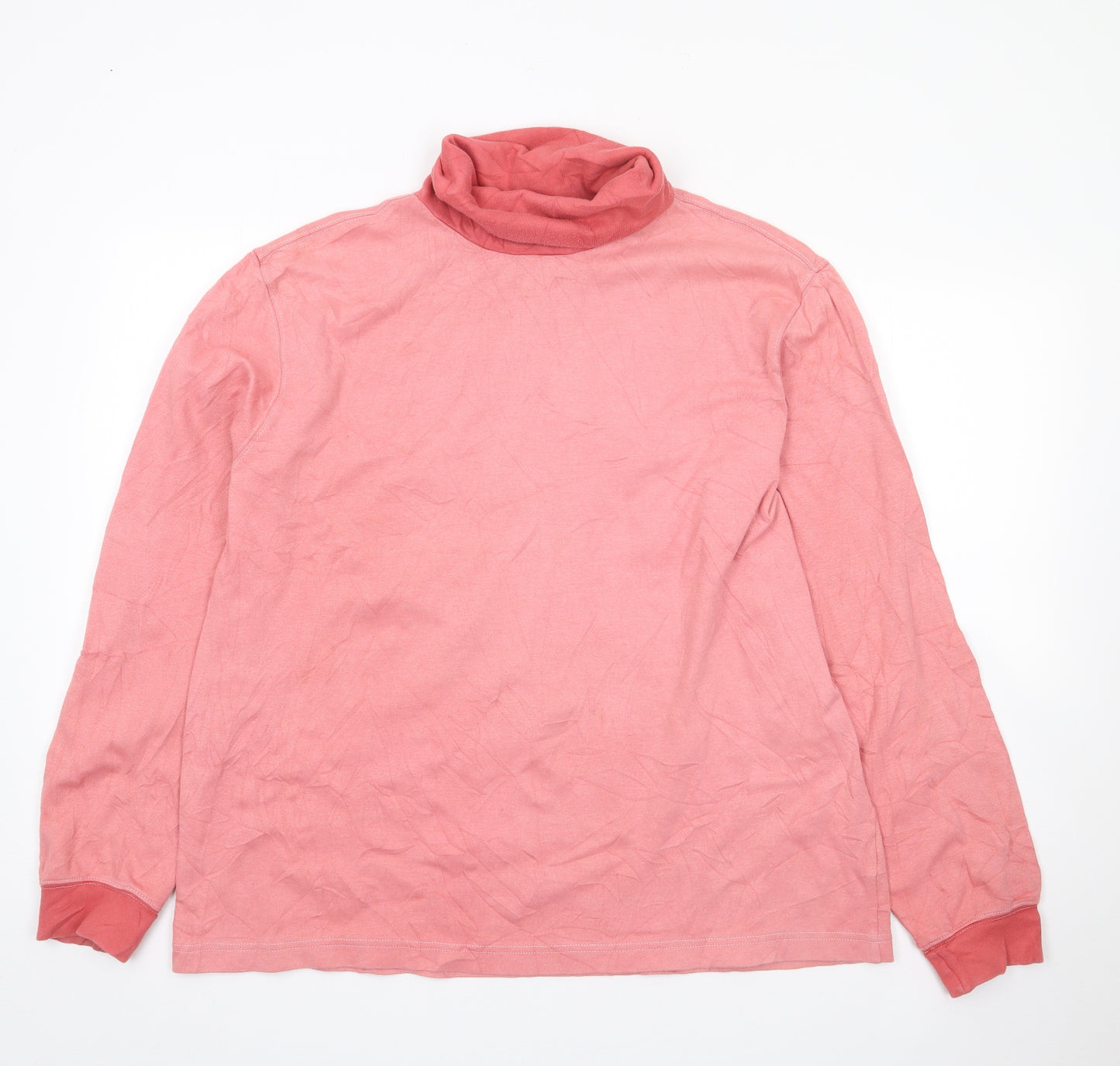 Lands' End Womens Pink  Cotton Jersey T-Shirt Size L Roll Neck
