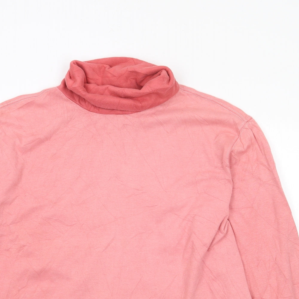 Lands' End Womens Pink  Cotton Jersey T-Shirt Size L Roll Neck