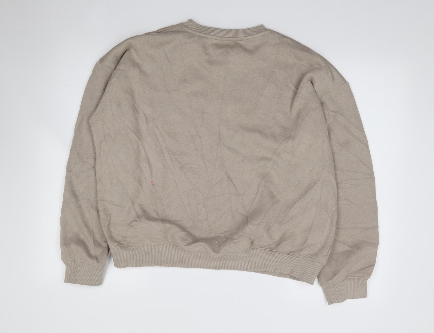Boohoo Womens Beige  Cotton Pullover Sweatshirt Size L  Pullover