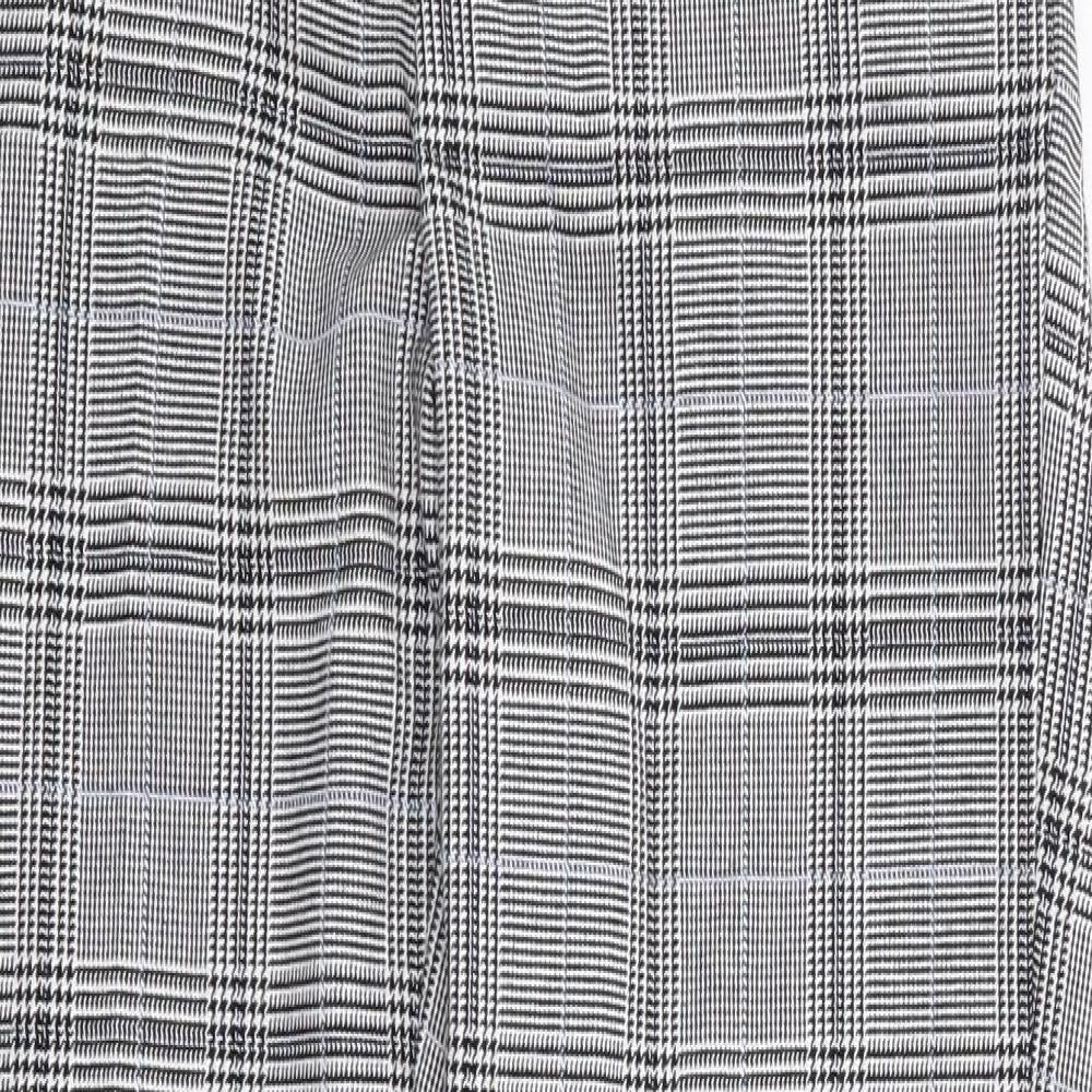 RESERVED Womens Black Plaid Polyester Trousers  Size 6 L26 in Regular Zip