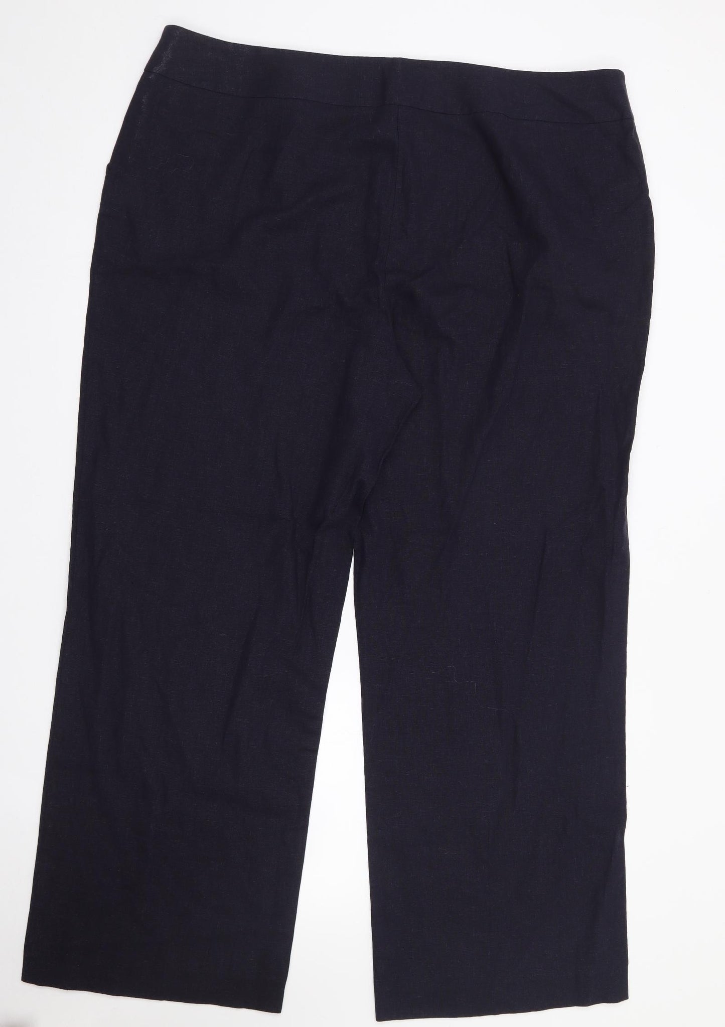 Papaya Womens Blue  Linen Trousers  Size 20 L28 in Regular Zip